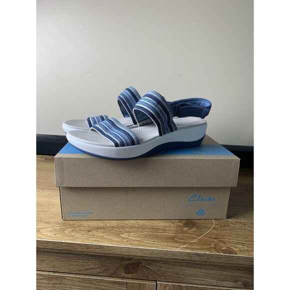 Clarks Cloudsteppers Arla Stroll Sandals Women's 10M Blue Slingback Fabric - Picture 1 of 12